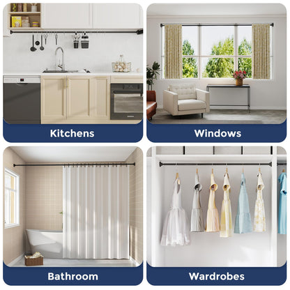 AIZESIShower Pole,Tension Rods 79 To 126 Cm, Spring Tension Curtain Rod, Tension Rods For Curtains