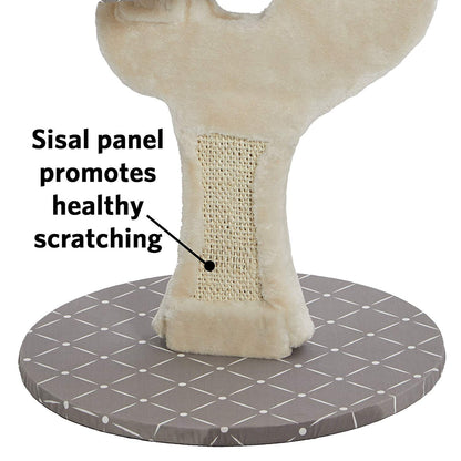 MidWest Homes for Pets Cat Tree, Salvador Cat Tree w/Built-in Sisal Cat Scratching Pad and Cat Look-Out Lounge, Mushroom/Diamond Pattern, Small Cat