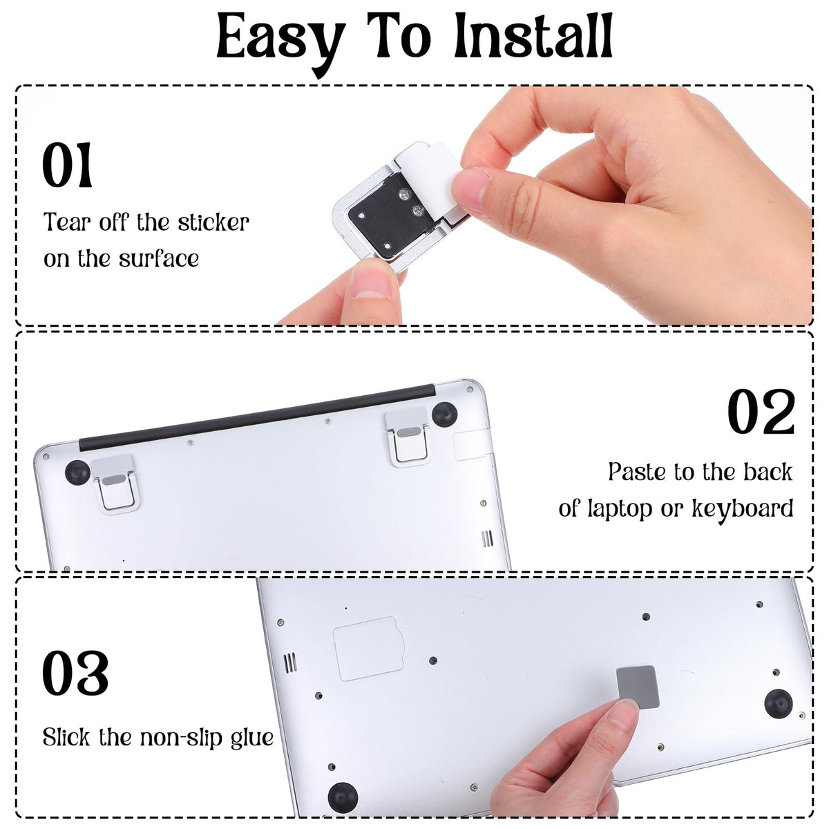 MBAIYO 4PCS Portable Keyboard Riser Self Adhesive Laptop Stand Invisible Mini Computer Feet for Desk Computer Keyboard Stand Laptop Holder with Anti
