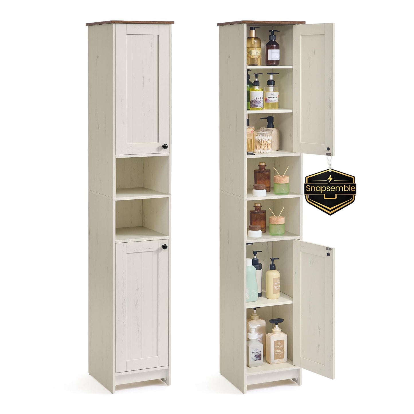 SONGMICS HOME Tall Bathroom Cabinet, Tool-Free Assembly, 30 x 30 x 170 cm