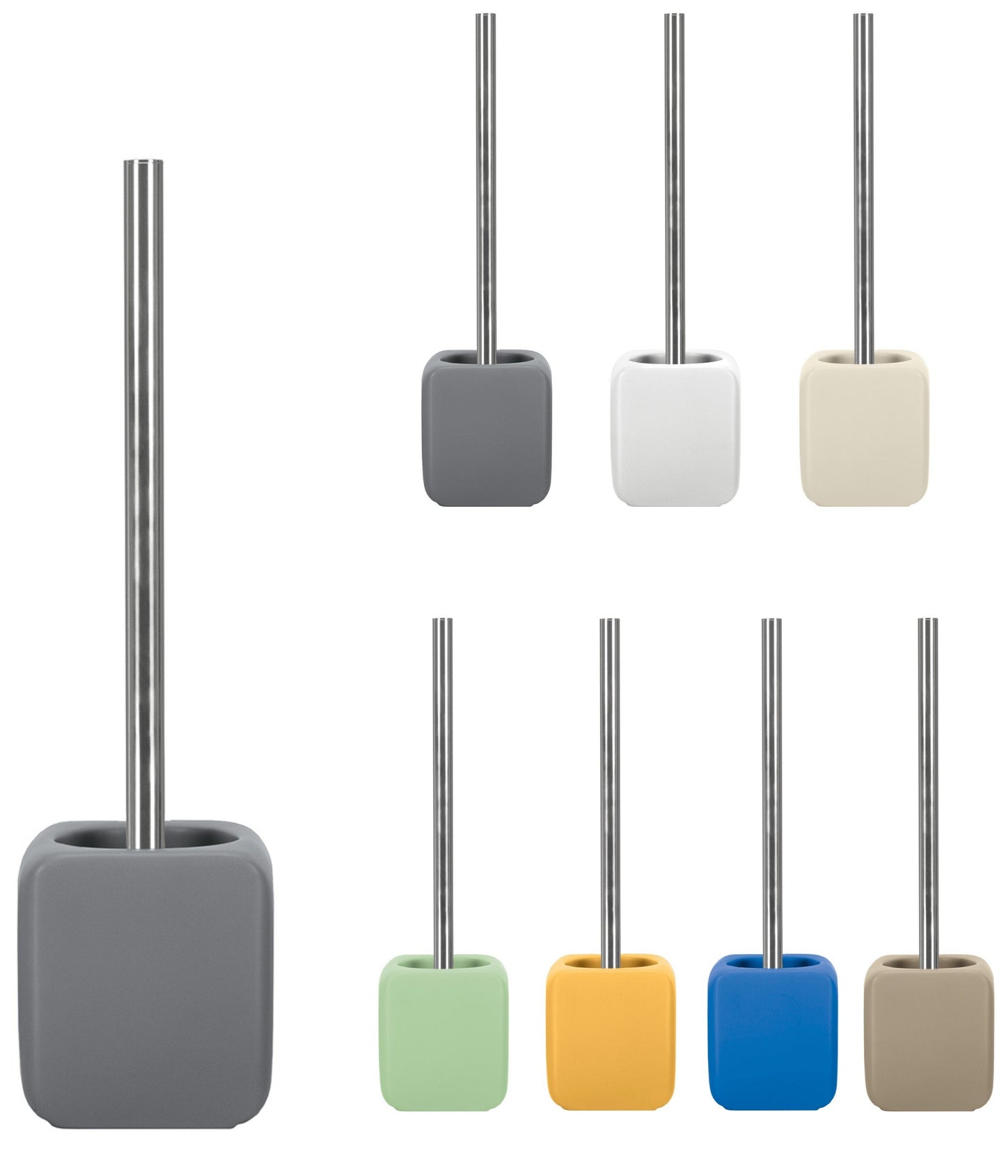 KW Cube Ceramic Toilet Brush and Holder (Grey)