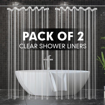 Hereisa [2-Pack Extra Long | 72x80 Inch Clear Plastic Shower Curtain Liners, 3G Lightweight - Crystal Transparency