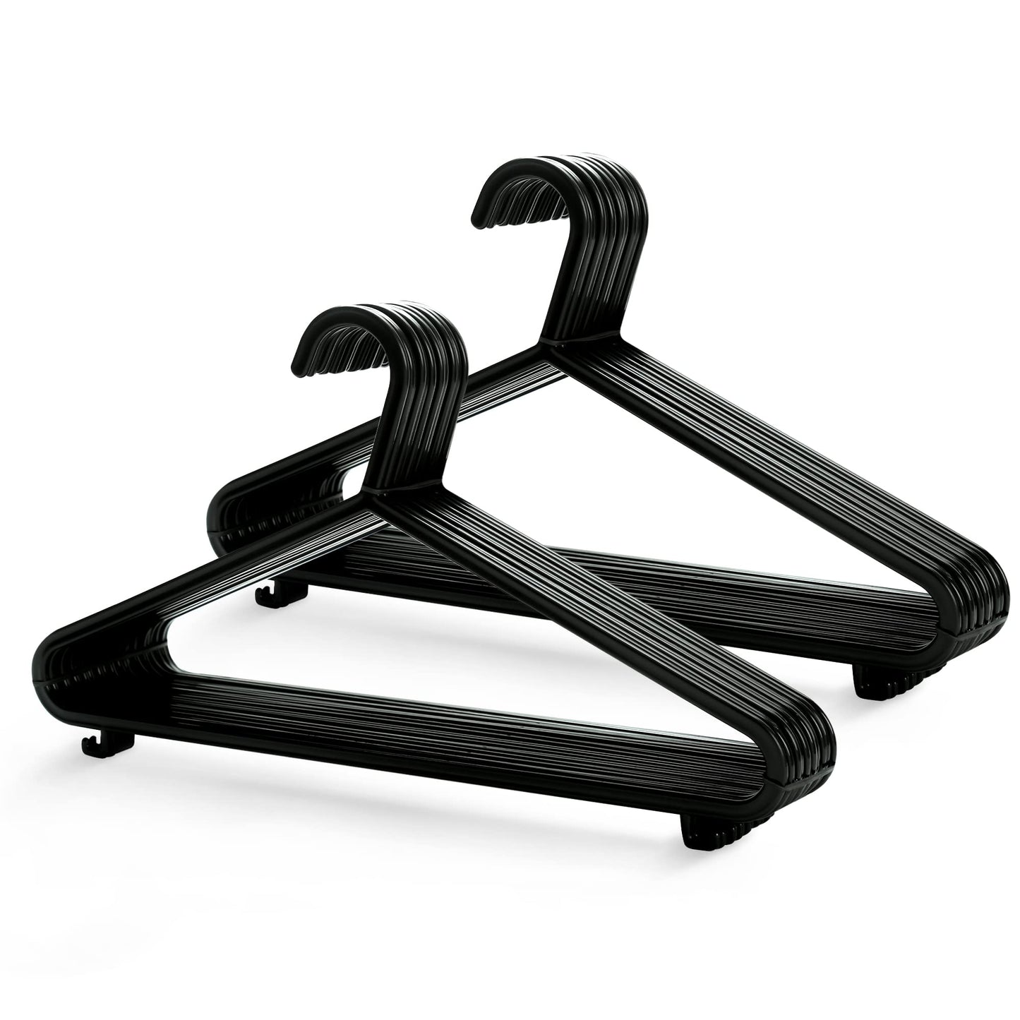 KEPLIN Adult Plastic Coat Hangers - 25 Pack, Strong Clothes Hangers for Clothes Rail & Closet, Clothing Hanger with Suit Pants Trouser Bar and Clips