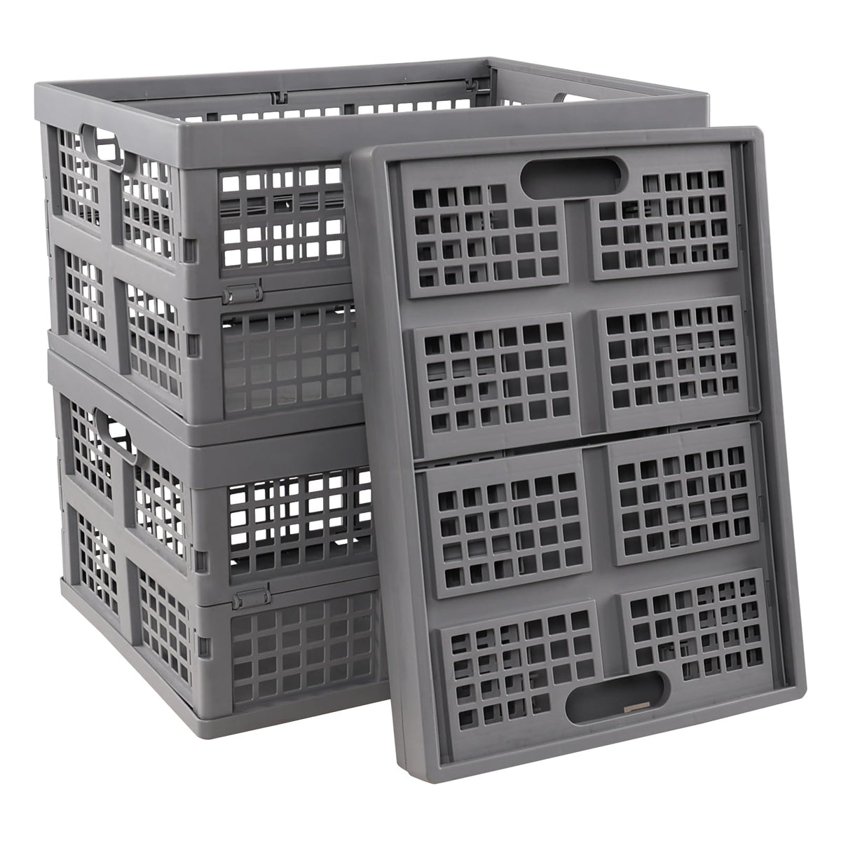 Bblina 30 Liters Collapsible Crate, Plastic Foldable Basket Crate Set of 3