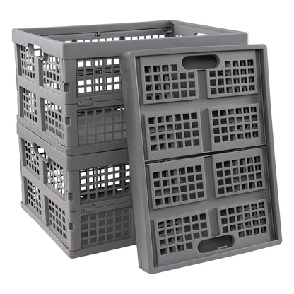 Bblina 30 Liters Collapsible Crate, Plastic Foldable Basket Crate Set of 3