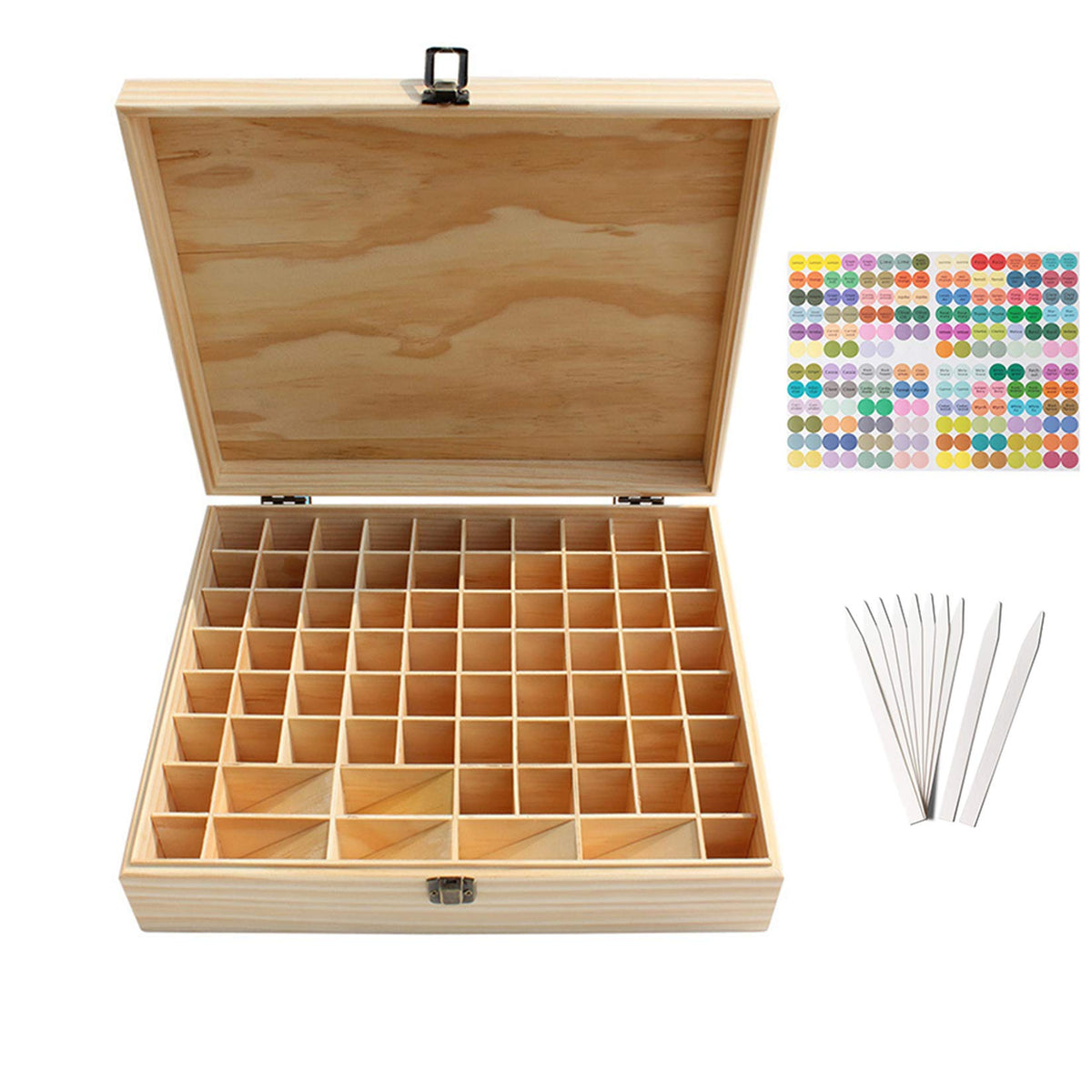 RoseFlower Wooden Essential Oil Storage Box Home Fragrance Carrier Case, Holds 74 Bottle Fits 5-20ml