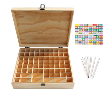 RoseFlower Wooden Essential Oil Storage Box Home Fragrance Carrier Case, Holds 74 Bottle Fits 5-20ml