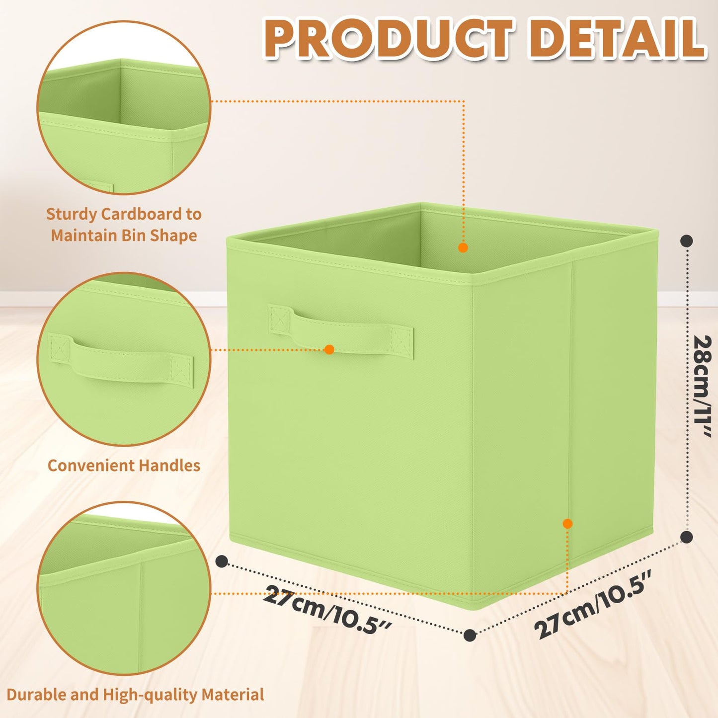 Pinkgarden Storage Box, Collapsible Fabric Storage Cube with Handles for Home, Kids Room, Closet and Toy Organization,Pack of 4