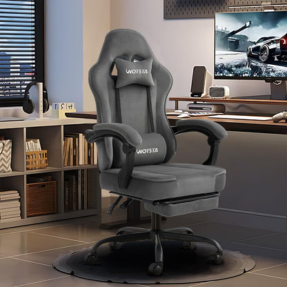 WOTSTA Gaming Chair for Adults, Ergonomic Gaming Chair with Footrest, Lumbar Support and Headrest, Adjustable Height computer chairs gaming