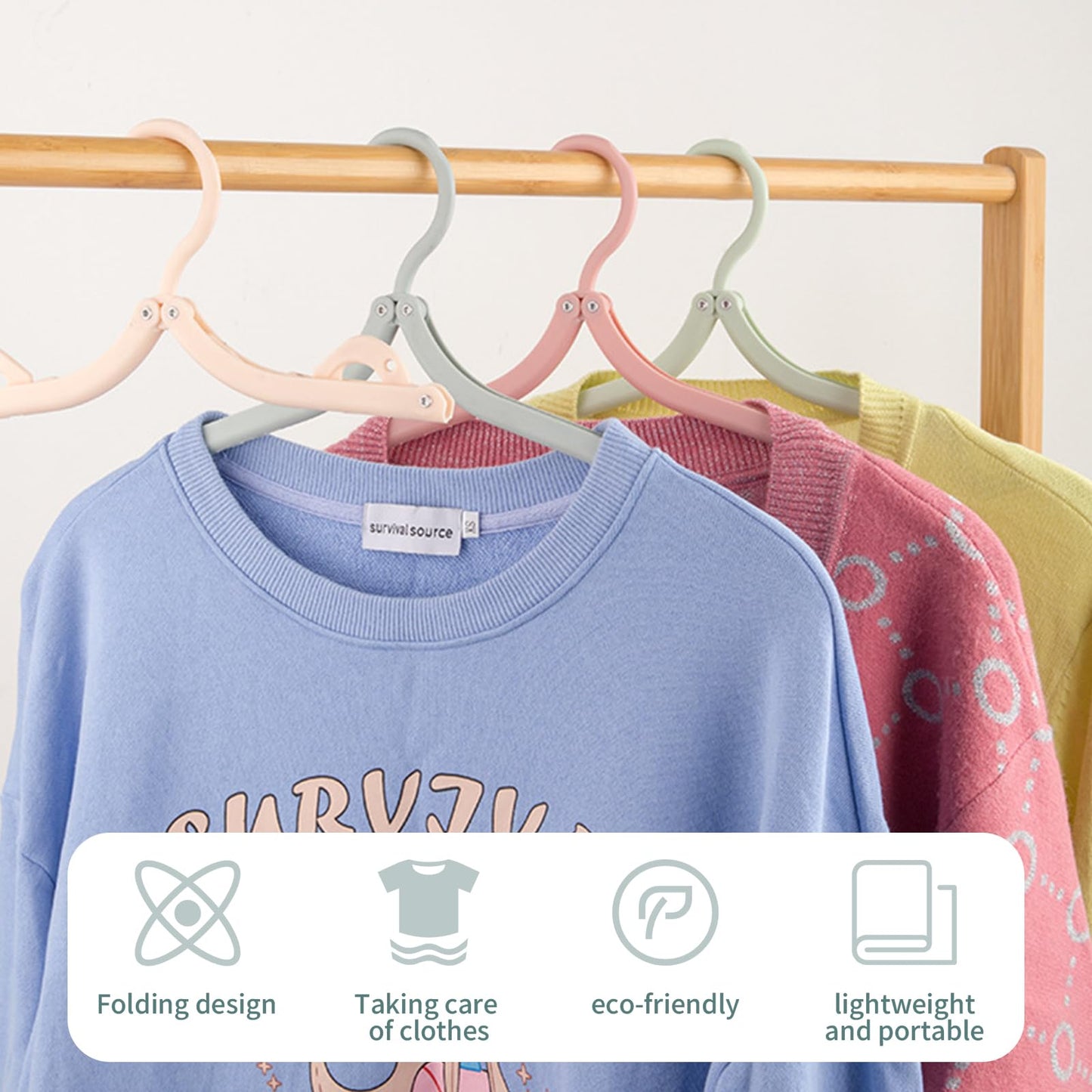 YANJINGSHE Travel Hangers Foldable Lightweight, 12 Pack 4 Colours