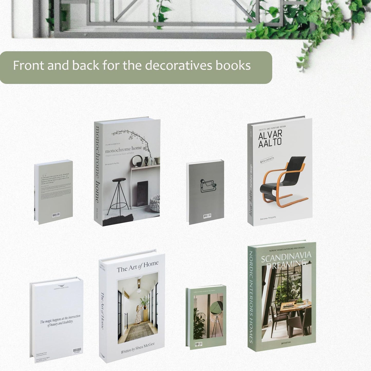 Faux Decorative Books Set for Home Aesthetic - Luyseyha Fake Hollow Books Decor for Bookshelf Coffee Table, Living Room, Bedroom, Set of 4
