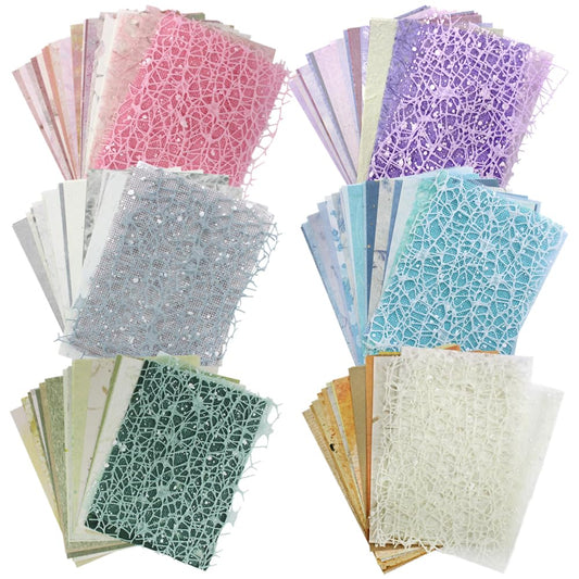 156 Sheets Scrapbook Paper Textured Paper Assorted Set, FineGood Decorative Mesh Fabric Paper for Card Making Journaling Scrapbooking Supplies