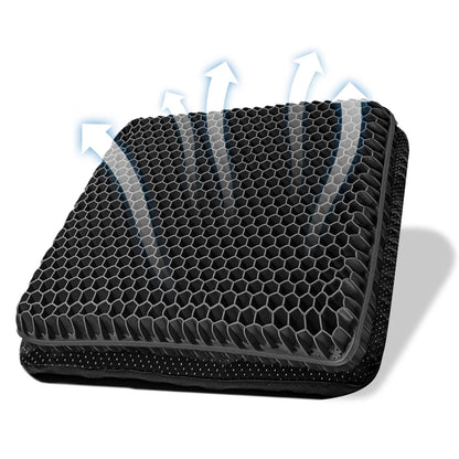 Gel Seat Cushion, Double Thick Breathable Seat Cushion Cool Gel Cushion Honeycomb Design,Breathable Lumbar Cushion With Non-Slip,Pressure Pain relief