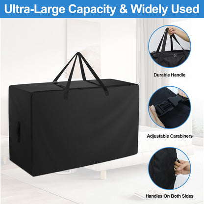 Folding Mattress Bag - 600D Oxford Cloth Heavy Duty Carry Case for Tri-Fold Guest Bed Mattress Fits 6" Twin & Twin XL Mattress, Black