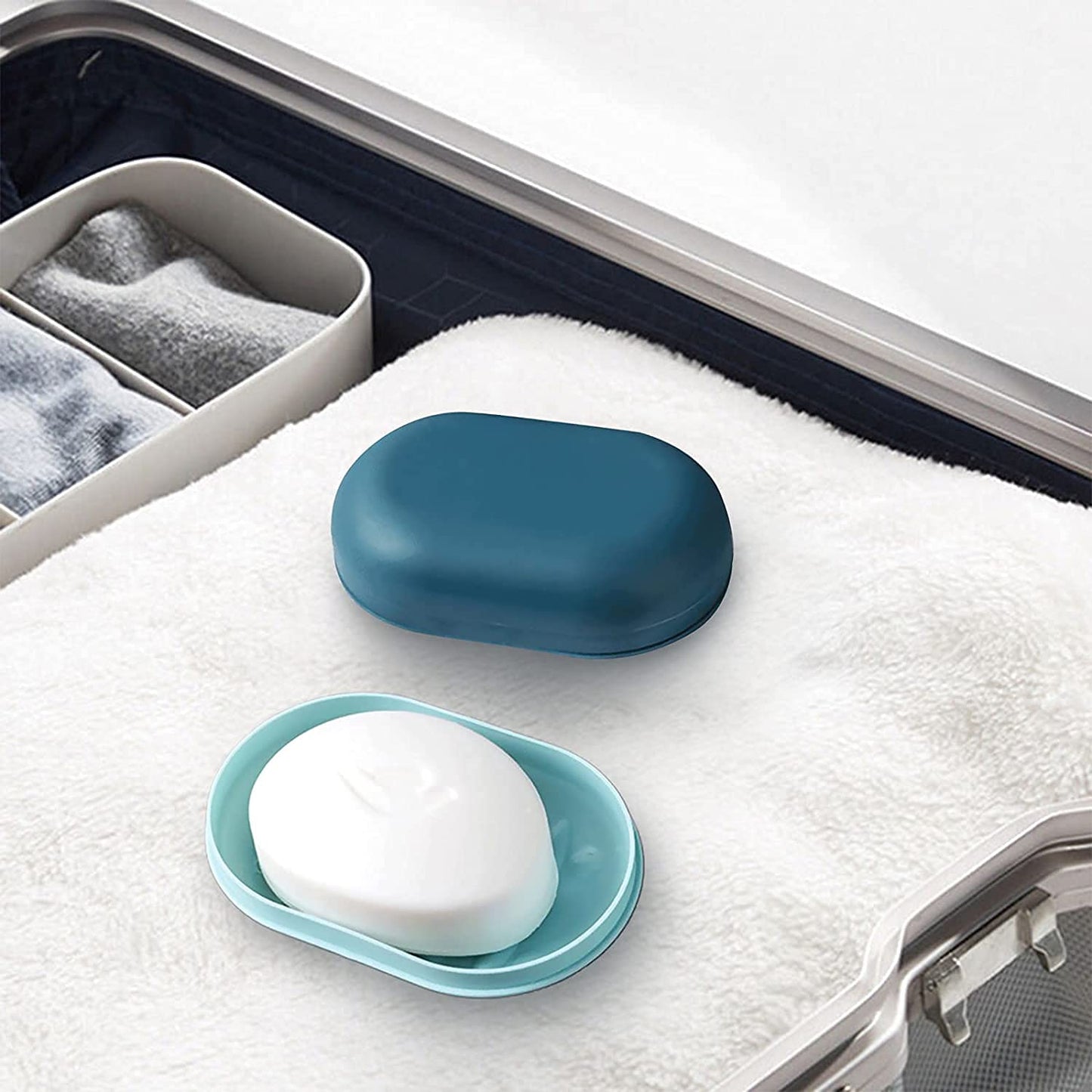 Pink & White 2PCS Leakproof Soap Dish with Lid - Storage for Bathroom, Shower, Gym & Travel