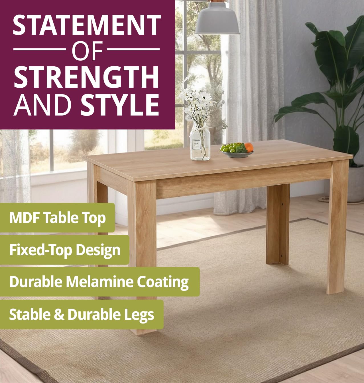 Hallowood Furniture Newquay Large Oak Dining Table and Chairs Set 6, Beige