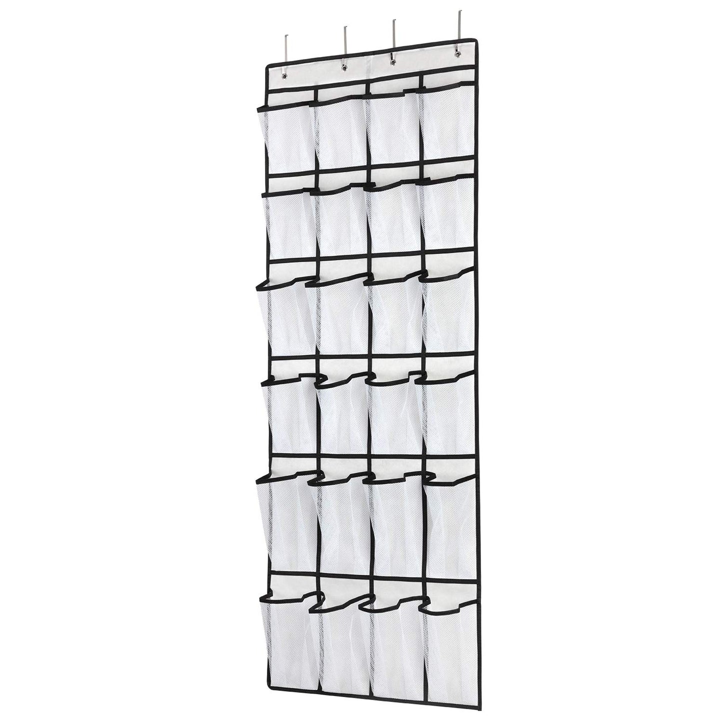 SAVERHO Over The Door Shoe Organizer, Hanging Shoe Organizer with 24 Mesh Large Pockets Door Shoe Rack Organizer for Men Women Kids Hanging Shoe