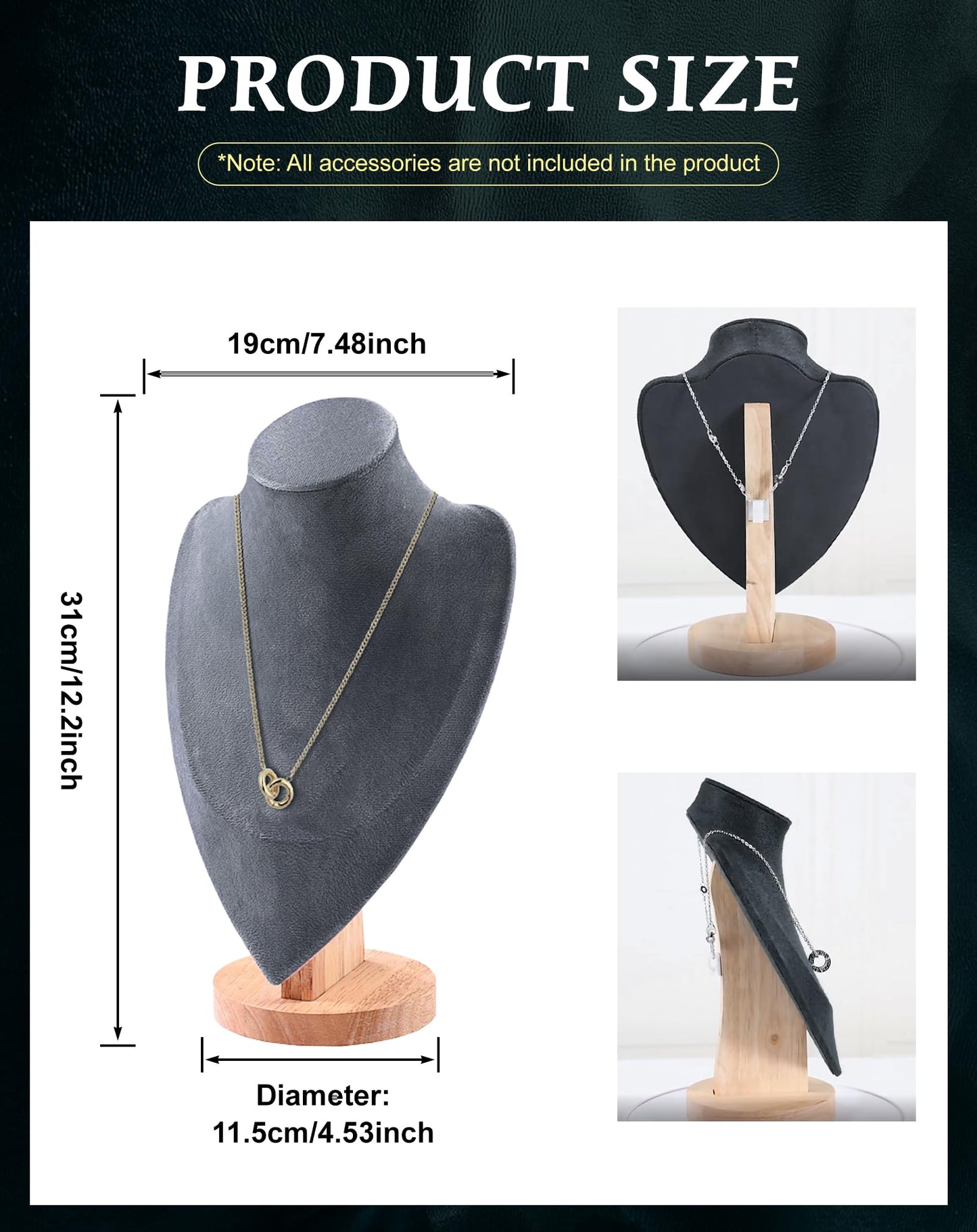 TINGSING Velvet Necklace Display Stand Jewelry Bust Display Stands