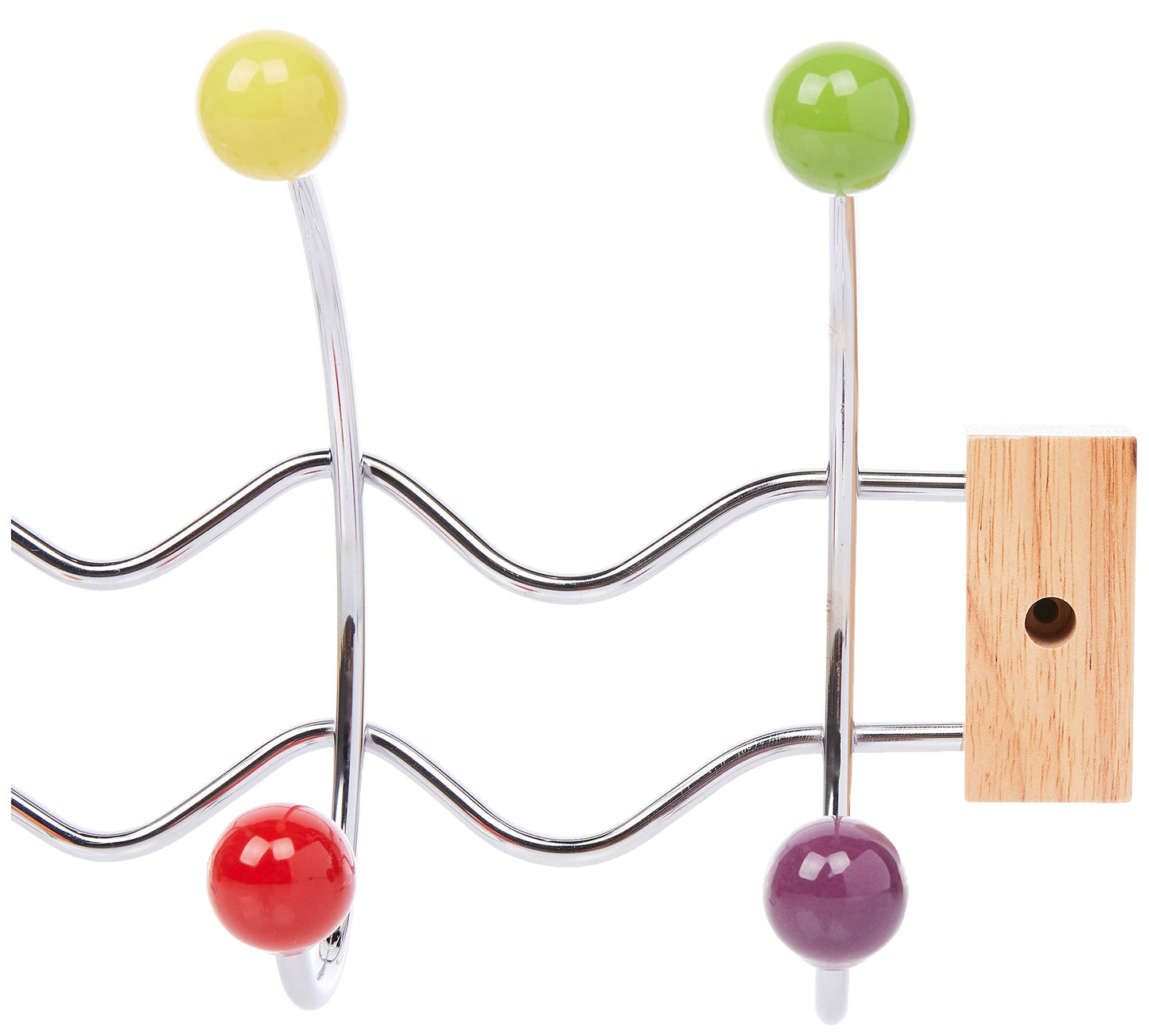 ASPECT Deluxe Wall-Mounted Hook/Coat Hanger-10 Hooks.Chrome Finish Frame & Multi-Color Ceramic Balls, Metal, Multi