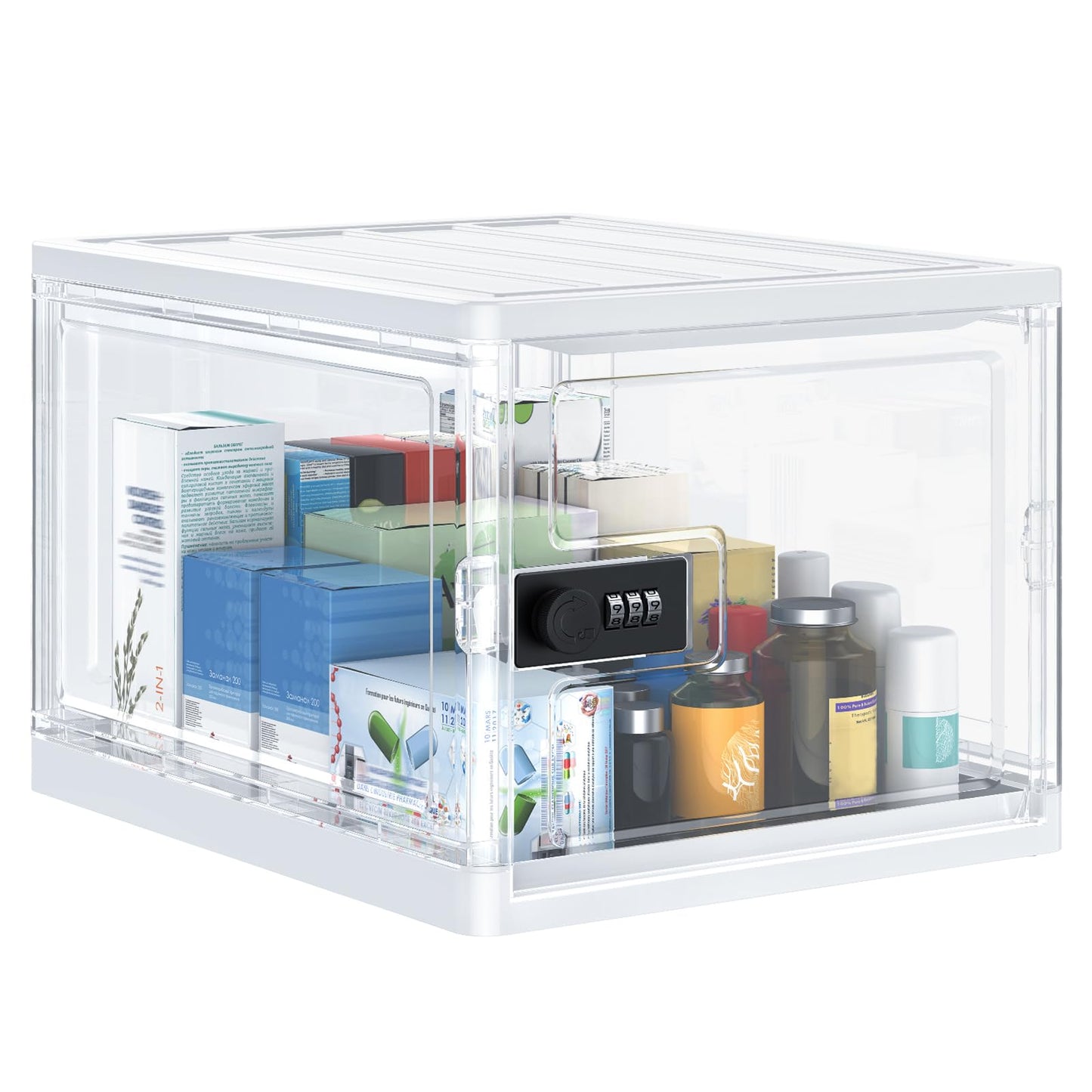 Uniclife Lockable Medicine Box with Combination Lock 13 L Large Locking Medicine Box Lockable Storage Box for Personal Items Phones Food & Snacks