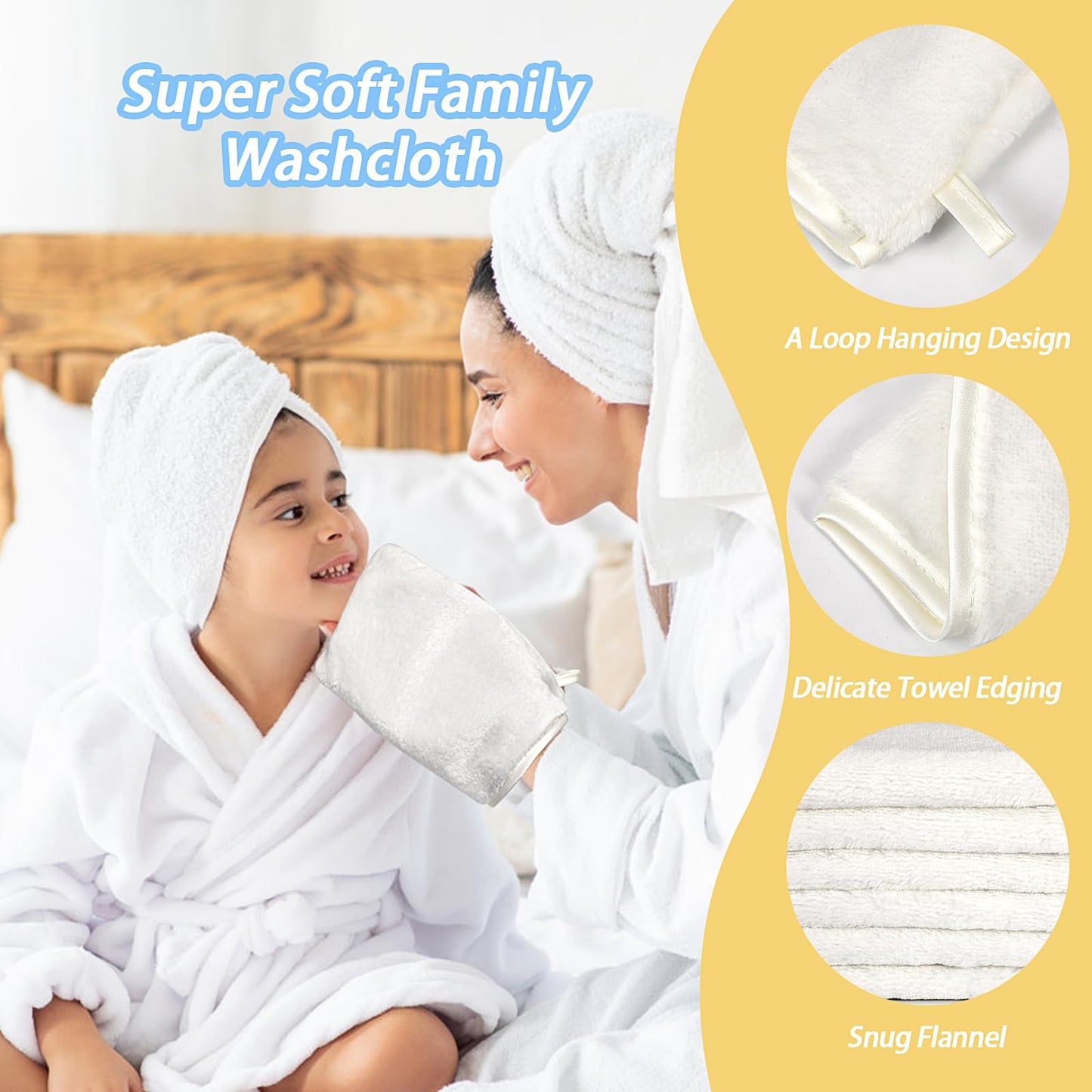 PHOGARY 6 Pack Microfiber Flannel Face Cloths Face Body Wash Cloth, Super Absorbent & Soft Facial Mitts, Reusable Makeup Remover Wash Gloves