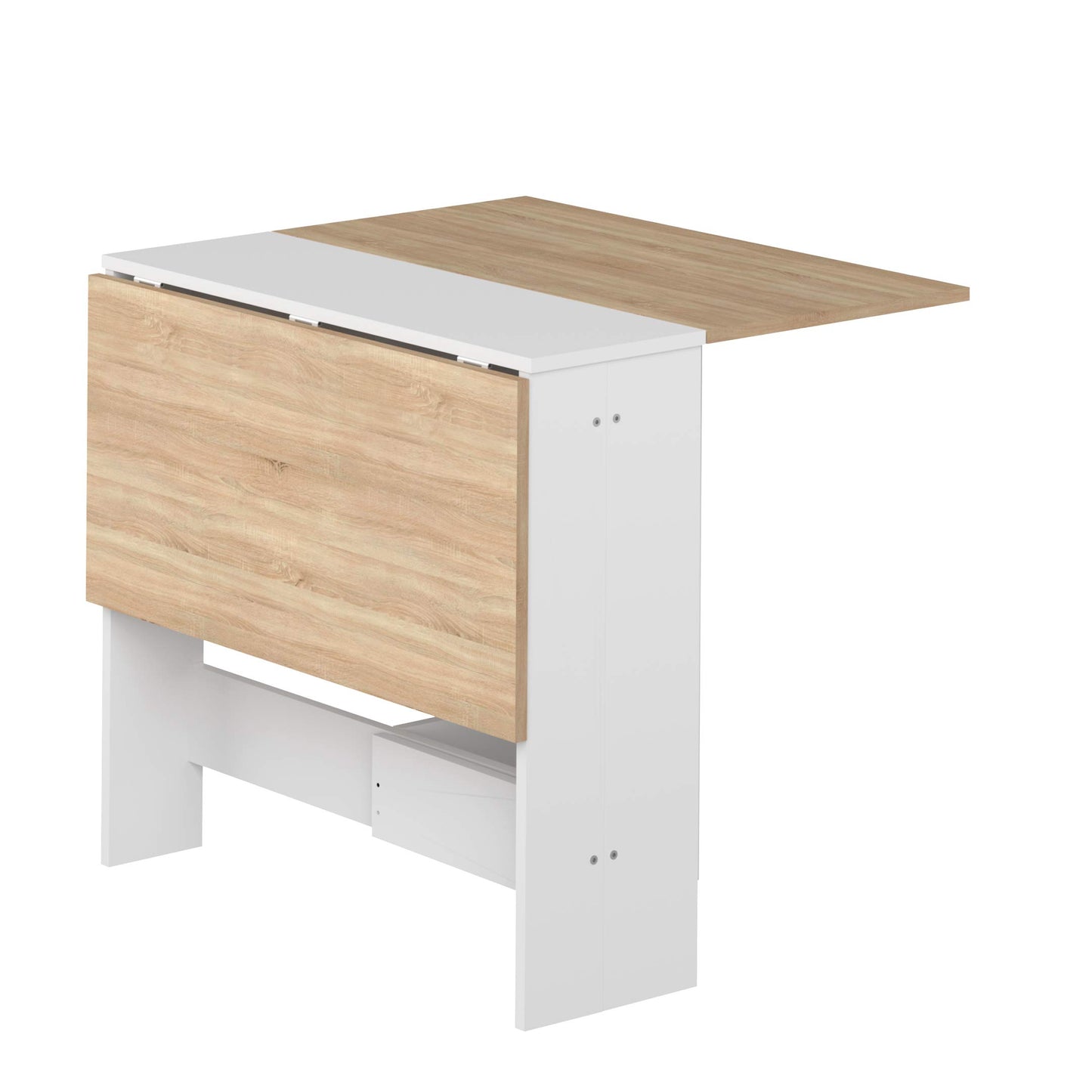 Symbiosis Folding Dining Table, Oak and White Marble Look, 103/67/28 x 76 x 73.4 cm (LxPxA)