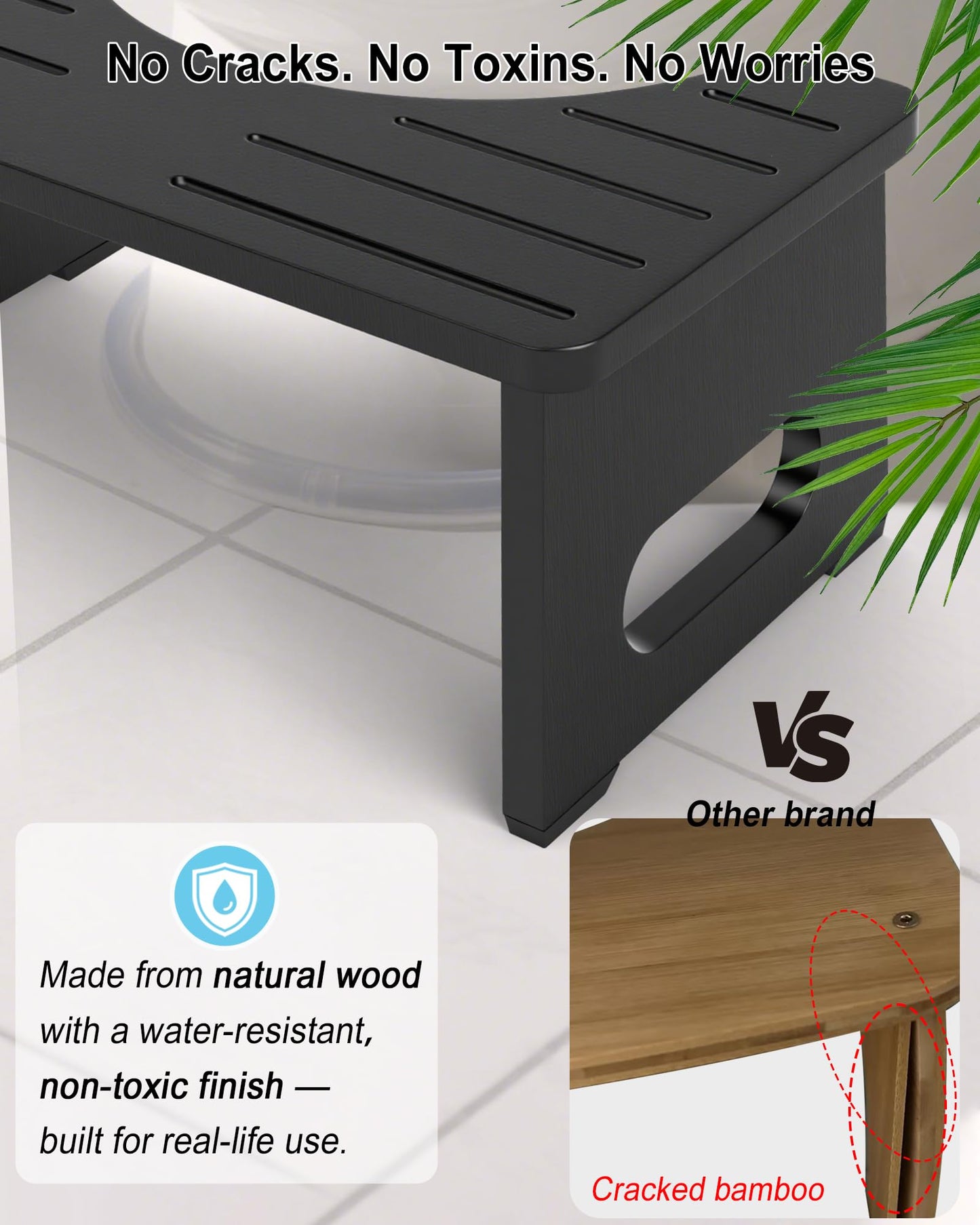 YOSE Wood Toilet Stool Squat Adult, Foldable Squatting Potty for Bathroom, Dual Anti-Slip Potty Step Stool for Pooping