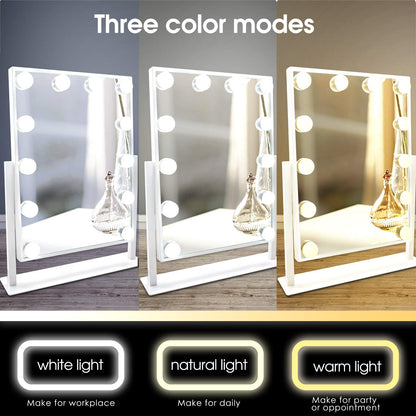 TUREWELL Hollywood Makeup Mirror with Lights,Large Lighted Vanity Mirror with 3 Color Light & 12 Dimmable Led Bulbs,Smart Lighted Touch Control Screen