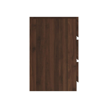 GFW Catania Pair of 3 Drawer Bedside Tables, Royal Walnut Bedside Cabinets with Herringbone Wood Grain Design, Modern Handle-Free Nightstands