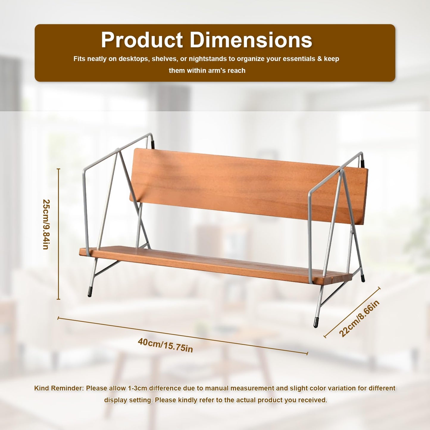 Tilting Desktop Bookshelf for Desk, Wood Book Organizer & Tabletop Shelf