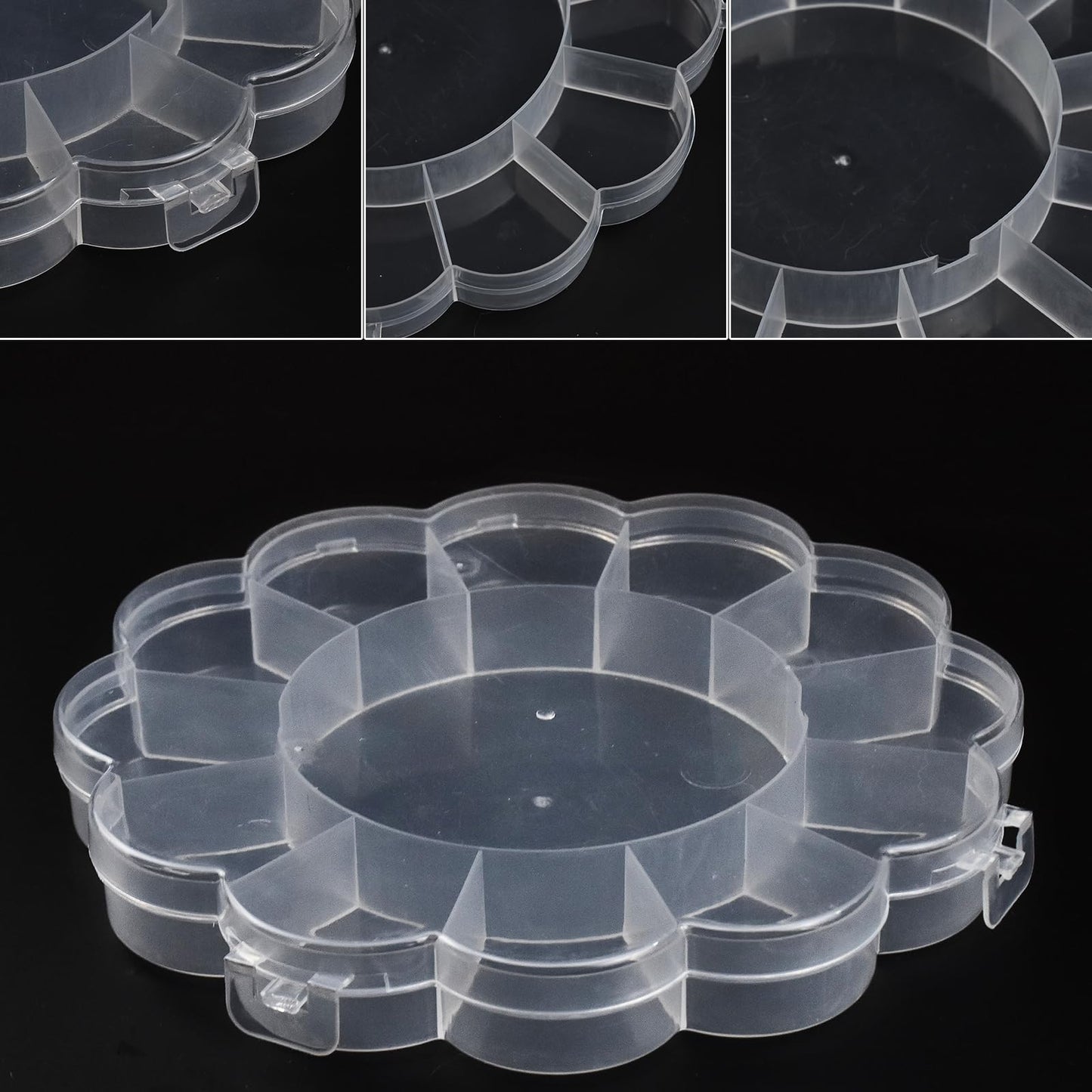EVERMARKET 13 Grids Clear Plastic Bead Storage Containers，Floral Pattern Flip Top Jewelry Boxes Organizers for Jewelry Making and Crafts，Beads Rings