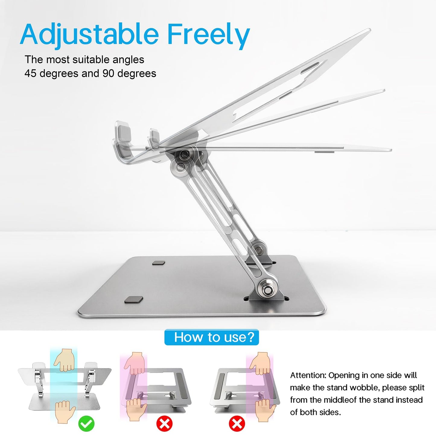 Zolirao Adjustable Laptop Stand for Desk, Height Adjustable Aluminium Laptop Riser with Cooling Vent