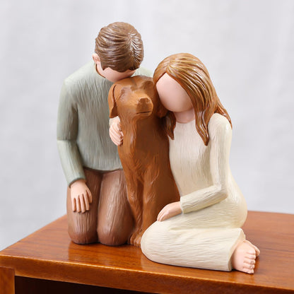 Carracci Couple with Dog Figurines Ornaments, We Are A Family Memorials Statues for Dog Lovers