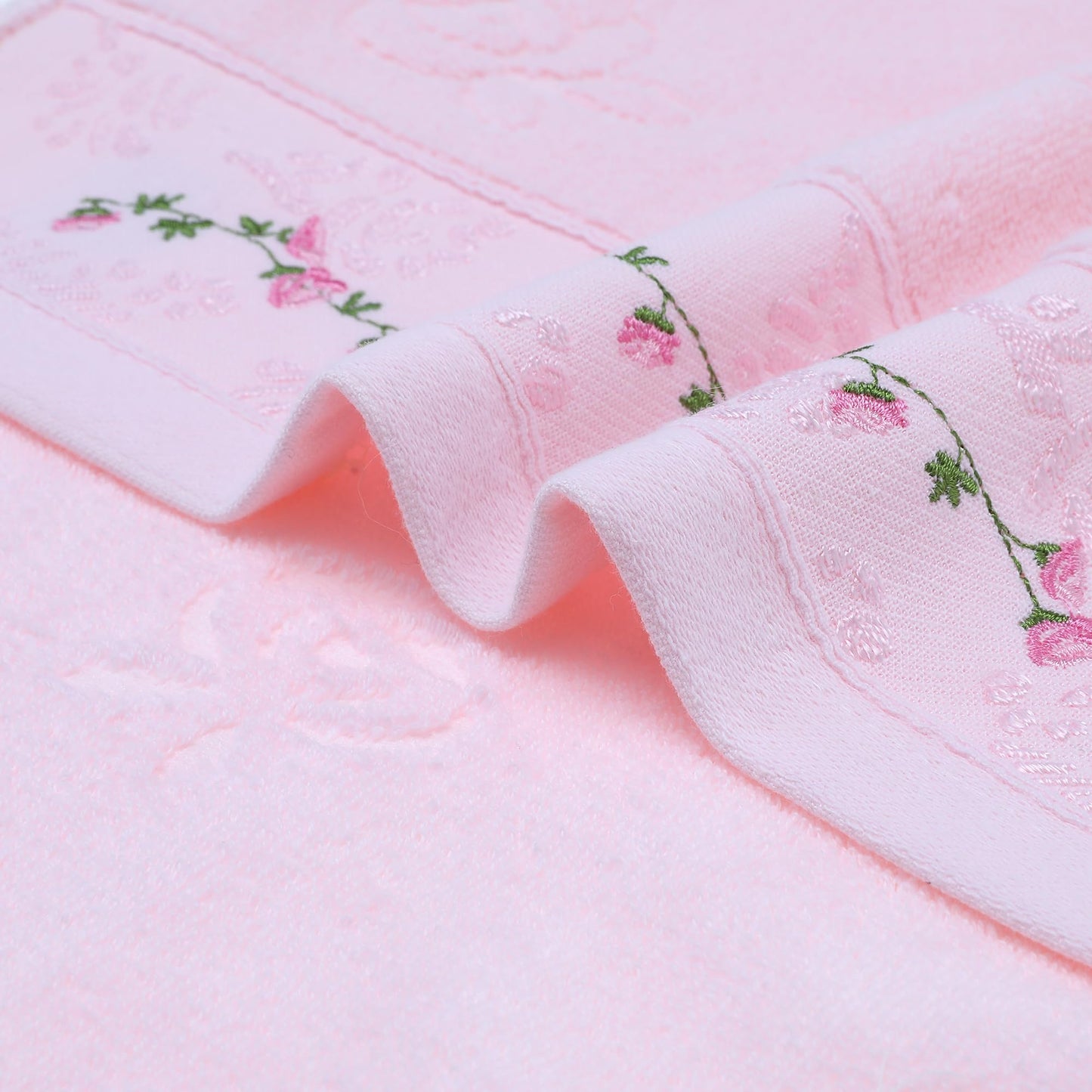 HMETOL Soft Absorbent Floral Embroidered Hand Towels for Bathroom Kitchen