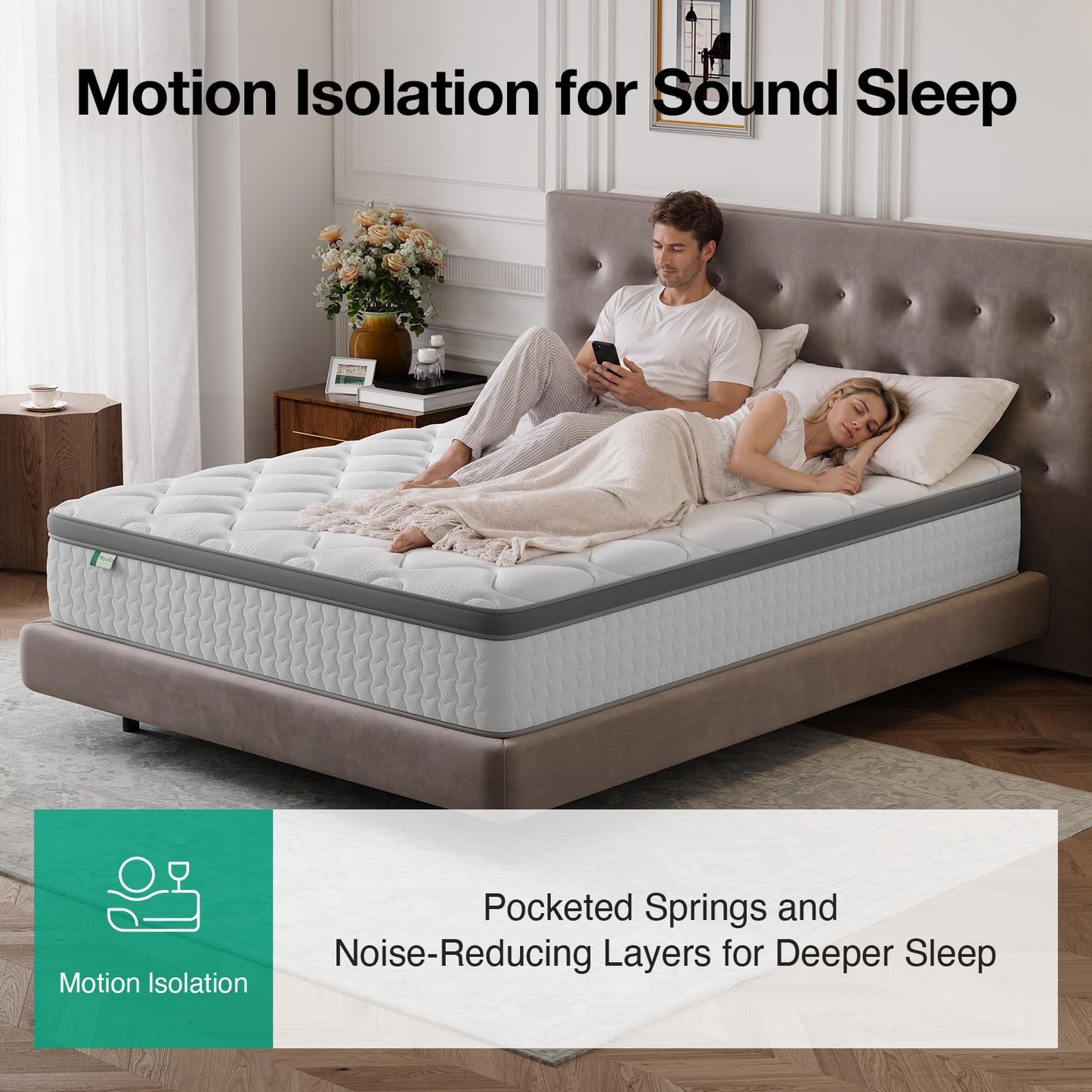 Novilla 3FT Single Bed Mattress Medium Firm, Hybrid Pocket Sprung Mattresses for Support & Comfort, Soft Oeko-tex Fabric and CertiPUR-US Foam