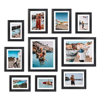 Giftgarden Multi Black Picture Frames with Mat for Multiple Sizes Photos, Four 4x6, Four 5x7, Two 8x10 for Gallery Photo Frame Collage Wall or