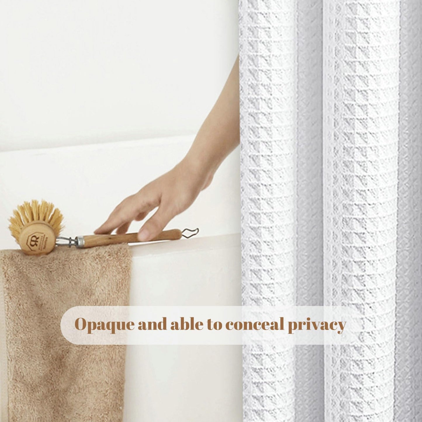 Stfery Shower Curtain, Waffle Structure, Bath Curtain, 120 x 180 cm, Shower Curtain, Fabric, Washable, Anti-Mould