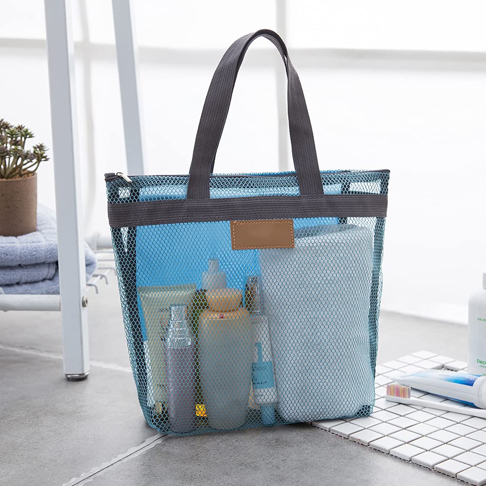 Pebipoo Mesh Shower Caddy Bag, Quick Dry Portable Tote Bag and Inner Pocket, Lightweight Bath Organizer for College Dorm Bathroom, Swimming, Gym