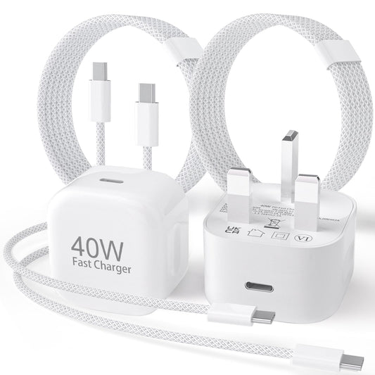 iPhone 17 Charger 2 Pack 40W USB C Fast Charger Plug + 2M USB C to C Braid Cable for Apple iPhone 17 Air 16 Pro 16 Pro Max 16 Plus 15 Series,iPad