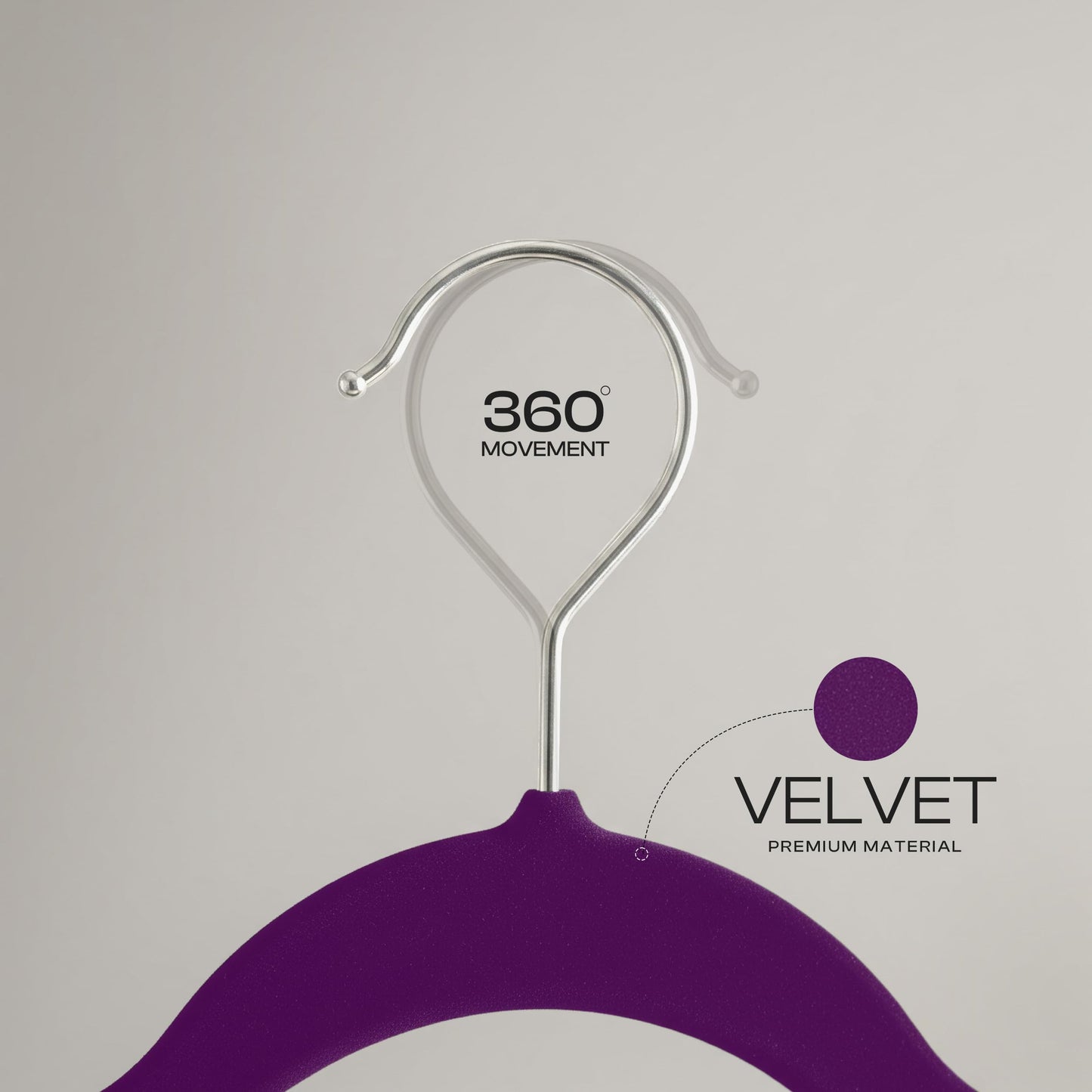 Utopia Home Velvet Hangers - 50 Pack Non-Slip Suit & Coat Hangers with 360° Rotatable Hook - Purple & Heavy Duty