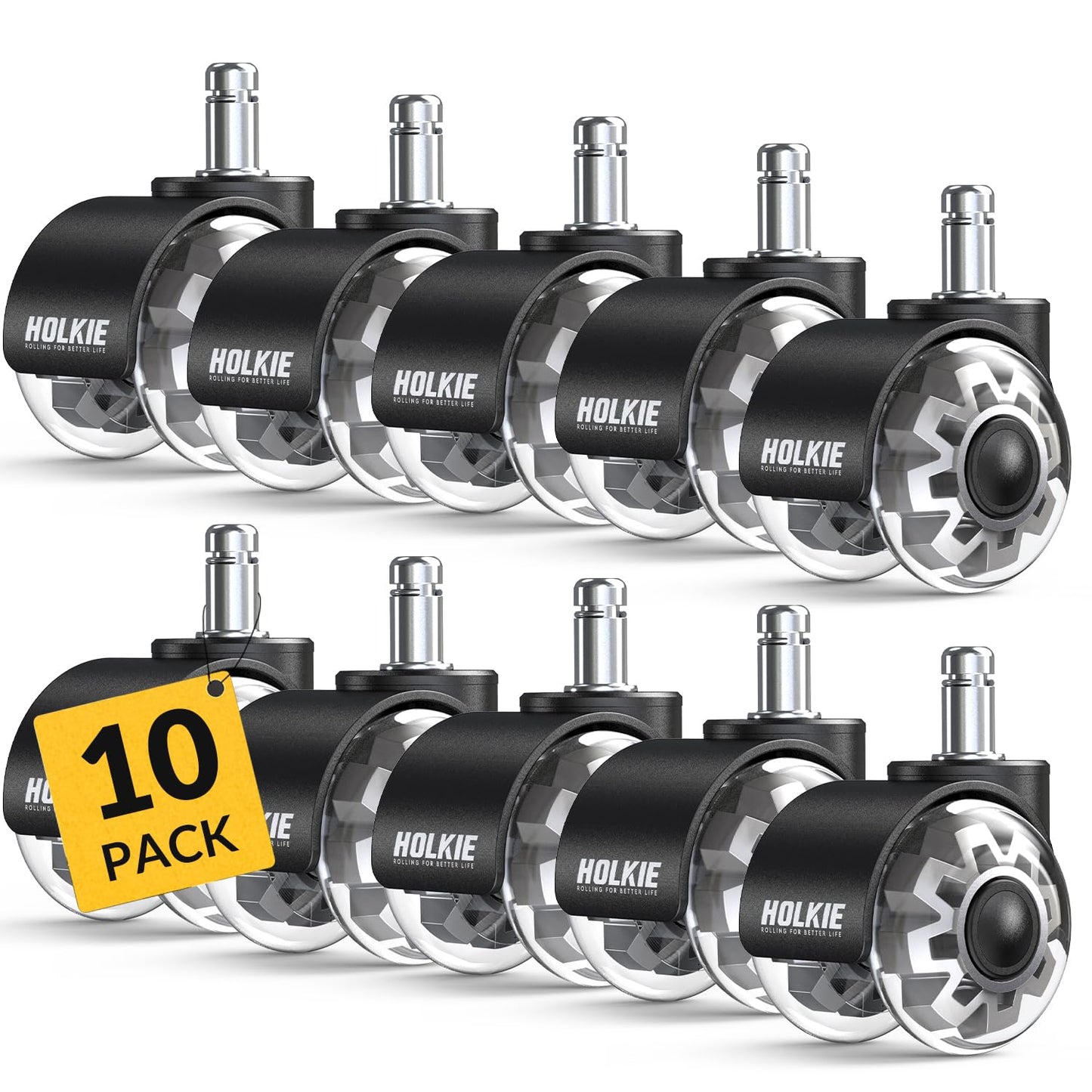 HOLKIE Office Chair Wheels 11x22mm Universal Fit 2 Inch 10 Pack Castors Replacement