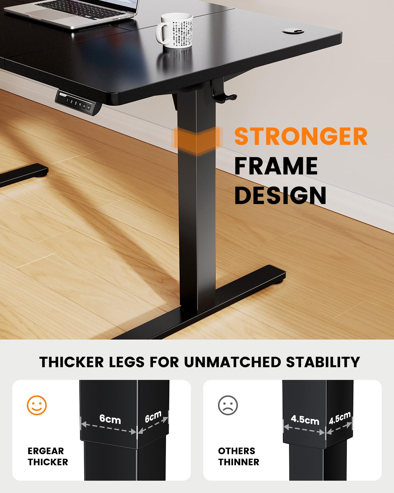 ErGear Electric Standing Desk 140x80cm, 100kg Load Capacity