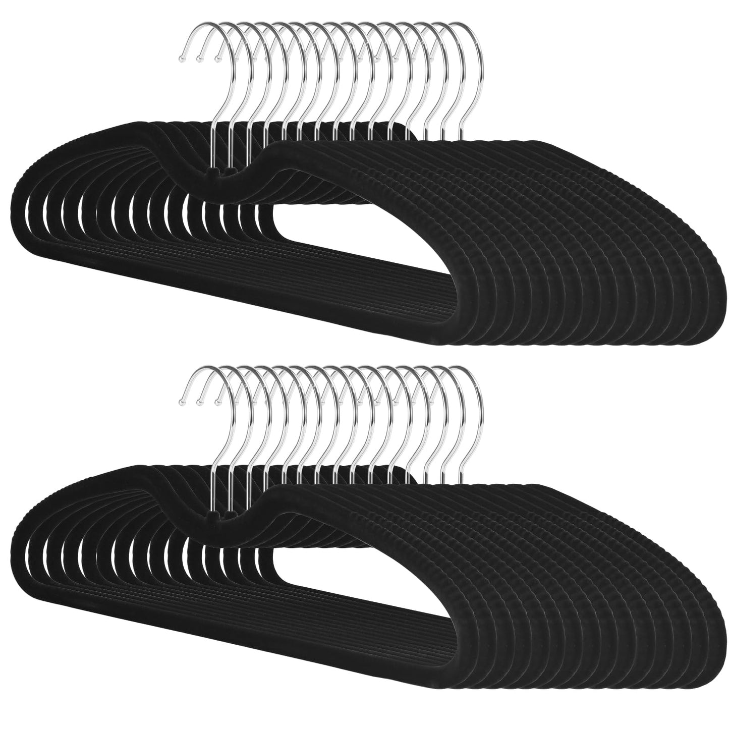 30 Pack Velvet Hangers, Short Neck Non Slip Slim Hangers with 360° Swivel Hook, Space Saving Clothes Hangers for Shirts, Dresses, Sweaters, Black