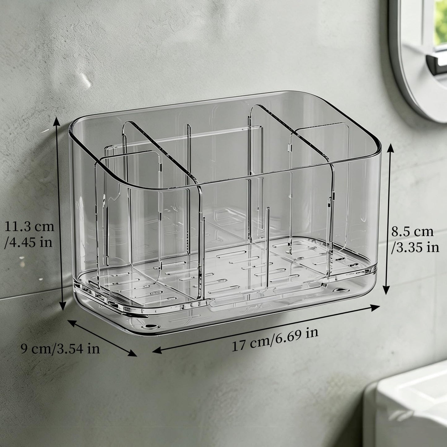 5-Slot Electric Toothbrush Holder Wall Mount Countertop, No-Drill