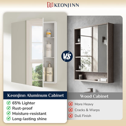 Keonjinn Bathroom Cabinets with Mirror - 90x80cm Aluminum bathroom Mirror Cabinets