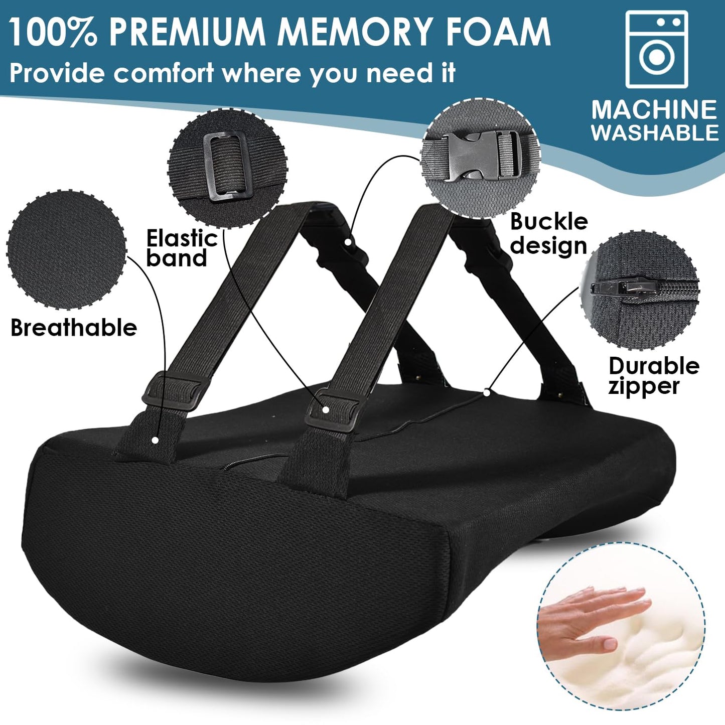 HomDSim Memory Foam Lumbar Cushion Lower Back Support Pillow Posture Correcting Car Seat Home Office Chair