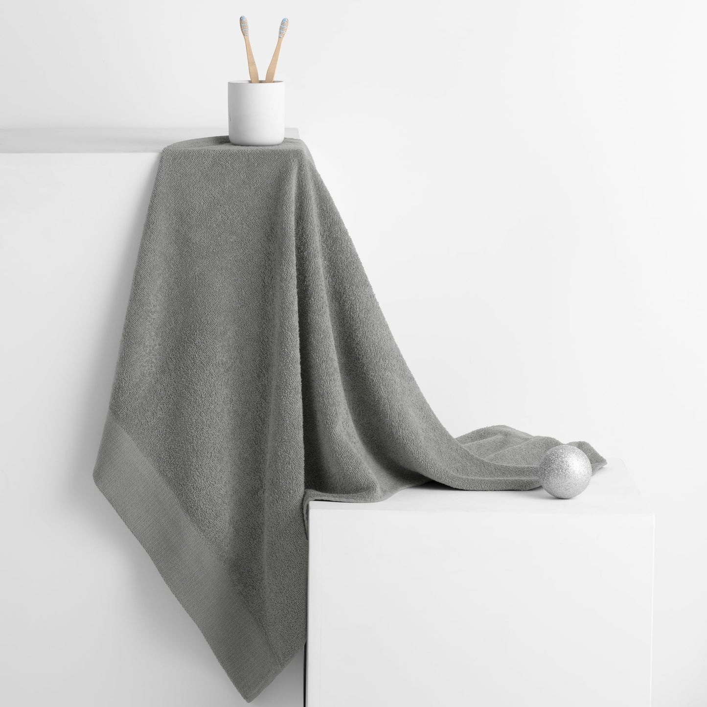 AmeliaHome Set 4pcs 2 Towels 50x100 cm and 2 Bath Towels 70x140 cm 100% Cotton Absorbent Steel Silver Grey Amari