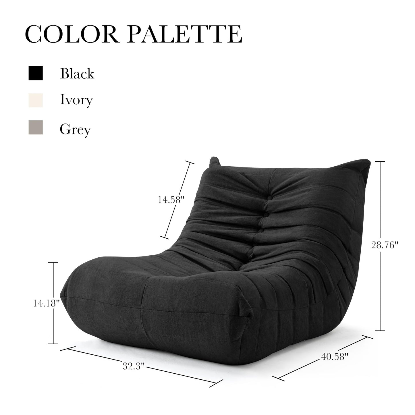 XH.Easy Go Bean Bag Chair for Adults, Togo Lounge Chair with Memory Foam Filling, Giant Bean Bag Sofa, Boneless Floor Chair for Living Room