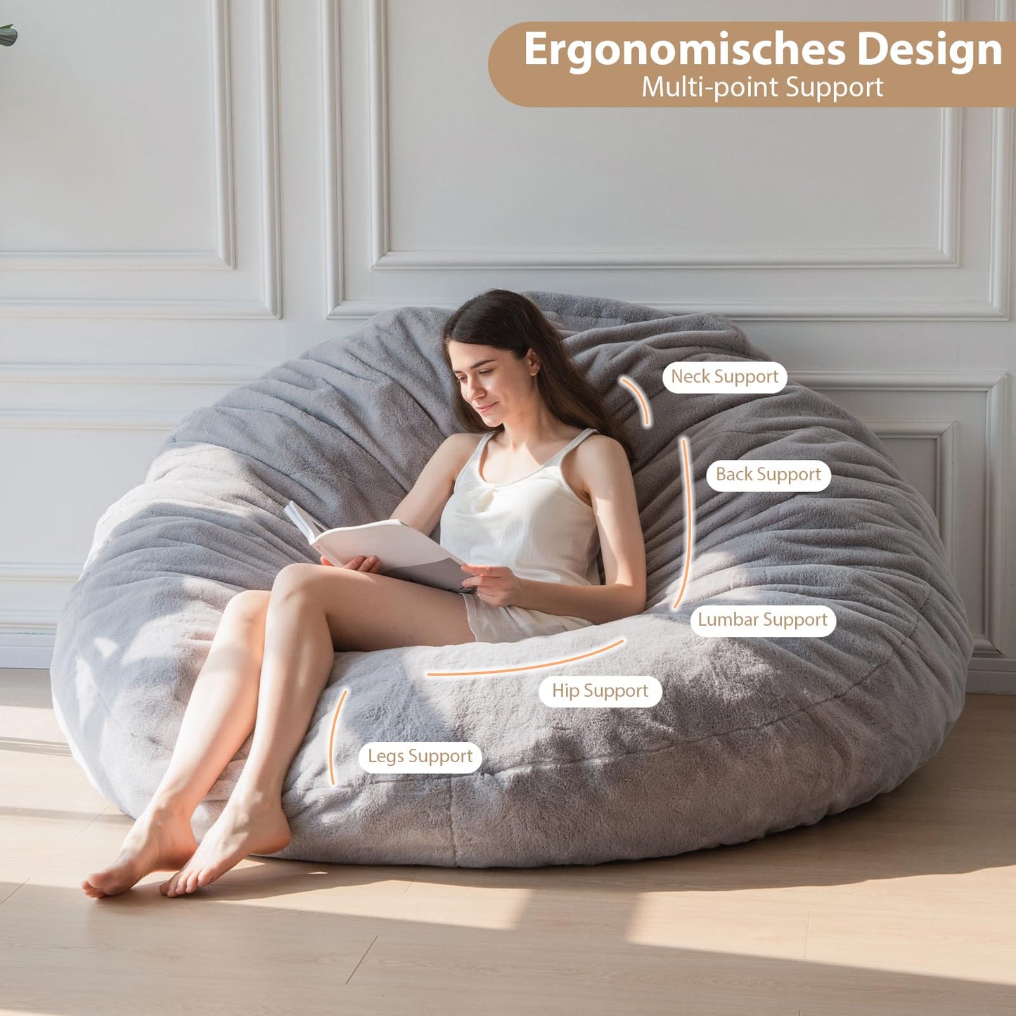 MAXYOYO Bean Bag Bed - Convertible Folds from Bean Bag Chair to Bed - Large Sofa with Plush Cover and Fluffy Filling Included for Adult, Guest