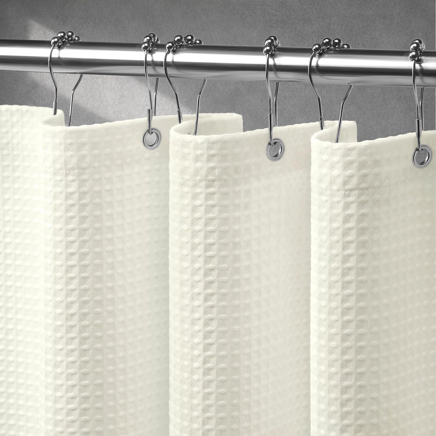 NDDYCU Weighted Cream Waffle Shower Curtain Waterproof Beige 180x180 cm
